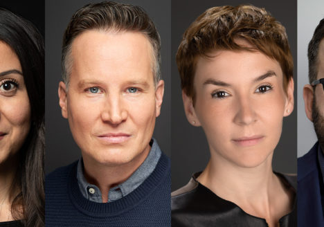 Vier Gesichter nebeneinander